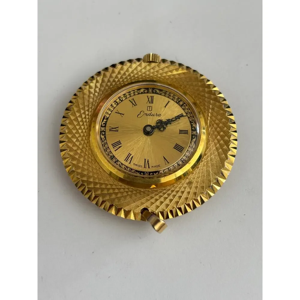 Vintage Endura Swiss Pendant Watch Gold Tone NOT Tested